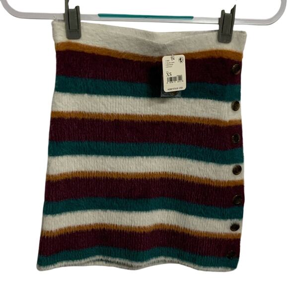 NWT Free People Ciara Fig Jam Stripe Mini Skirt Size XS - Picture 1 of 4
